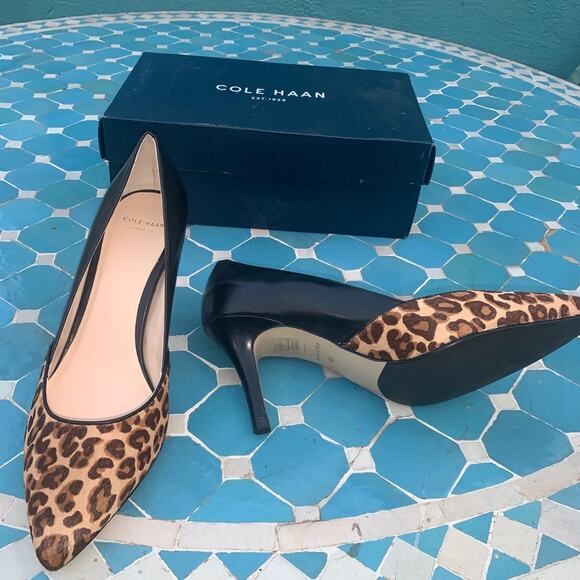 NEW/BOX COLE HAAN KYLE ANIMAL PRINT LEOPARD LEATHER PUMPS - Picture 3 of 9